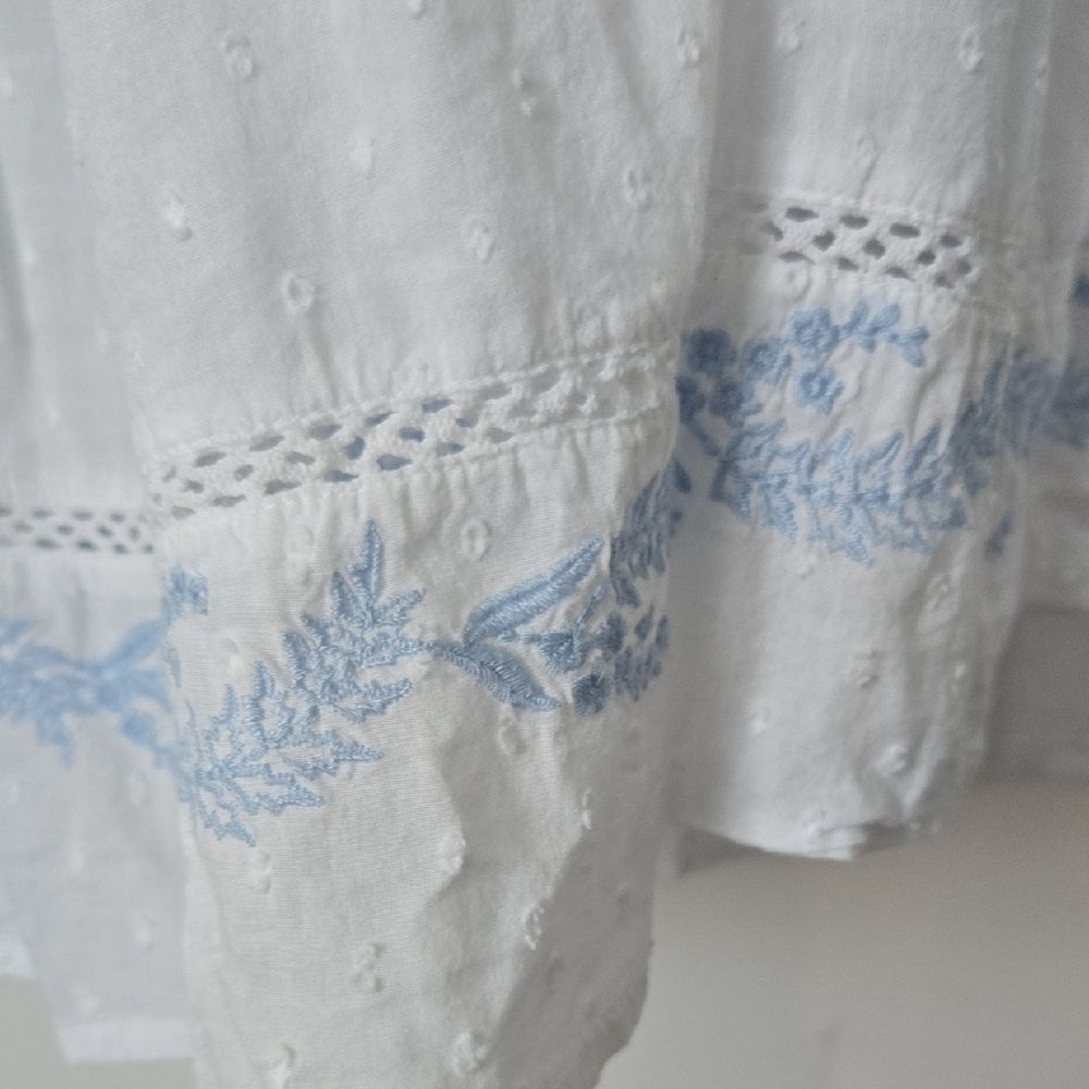 Blue and White Smocked Ruffled Sundress with Cap Sleeves - Picture 4 of 5
